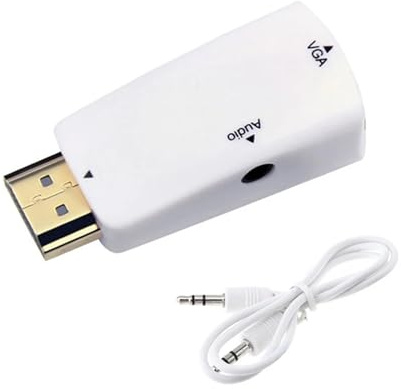 WIKRQIHL Câble convertisseur HDMI vers VGA mâle vers Femelle, Adaptateur Jack 3,5 mm, Audio HD 1080p for PC, Ordinateur Portable, Tablette(White)