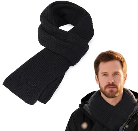 technodry Schal Herren – Warmer Winterschal Strickschal Unisex, Weicher Herren-Schals für Herbst & Winter, Klassischer Einfarbiger Schal 185x37cm