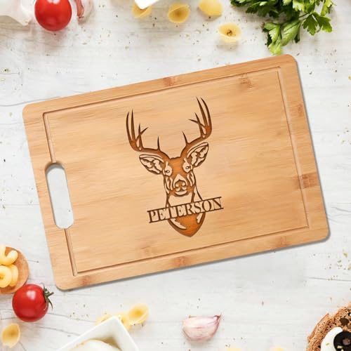 Tagliere personalizzato in legno – Blocco di salumi inciso cervo, decorazione da cucina regalo per matrimoni, Natale, amici