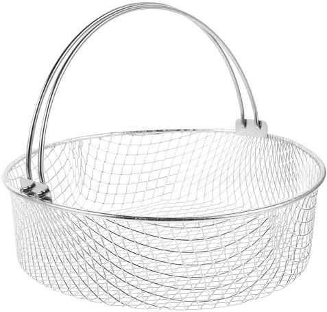 BESPORTBLE Panier à Friture en Acier Inoxydable 430 Pliable Rond 24 CM avec Poignées Panier pour Friteuse Maison Égouttage Rapide des Frites Poulet Frit et Snacks Frits