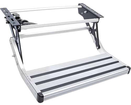 Manuella elektriska infällbara husbilstrappor, husvagnstrappa, elektriskt husbilssteg, hopfällbart, aluminiumlegering, halkfri pedal, för husbilar, campingbilar, husvagnar Single