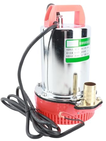 Jeffergarden Bomba Sumergible 12V 280W Motor de Cobre para Riego Jardín | Elevación 25m, Caudal 8m³/h, Ideal para Riego, Pozos, Drenaje y Lavado de Coches, Salida 25mm, Uso con Batería >12Ah