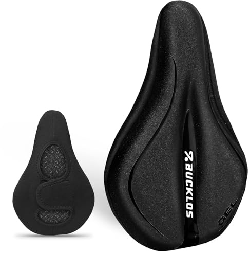 AEYINO Fahrradsattel Überzug Gel Sattelbezug 11×7×1.2 Zoll für MTB(Black) | Fahrradsattel aus Memory-Schaum, dämpft Vibrationen, extra weicher Fahrradsattelbezug, kompatibel mit Peloton