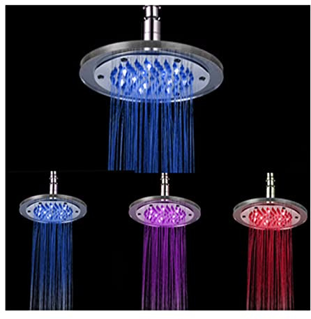 QTYQWC Porta Doccia con Doccia da Pioggia da 8 Pollici Porta per Doccia LED Rotonda con Pioggia Rotonda Schema della Doccia cromata in Acciaio Inossidabile Pioggia ad Alta Pressione Fitta con Doccia