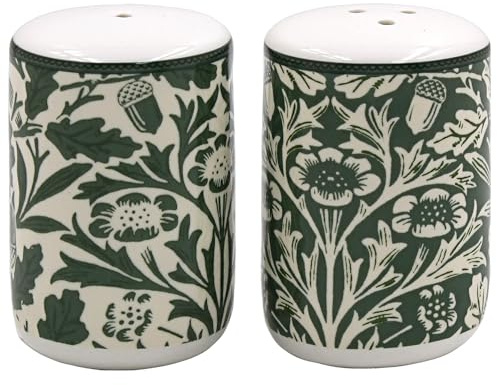 The Leonardo Collection William Morris Acorn Salt and Pepper Food Shaker | Nature Inspired Pattern, Refillable Shakers, Decorative Display, Everyday Dining, Thoughtful Gift