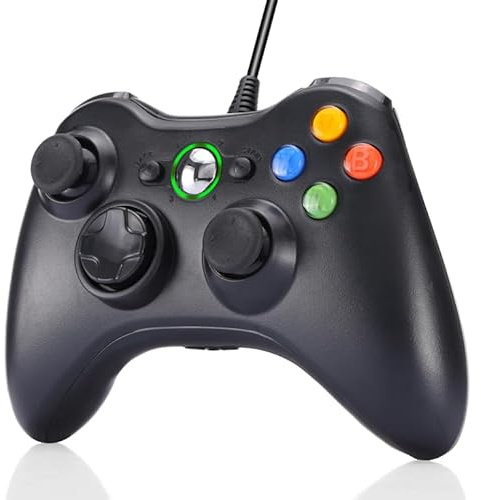 Controller for Xbox 360 PC, USB Gaming Pad, Upgraded Design Ergonomic Cable Controller with Windows XP/Vista/7/8/8.1/10