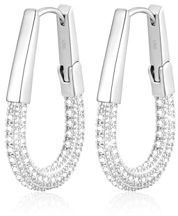 Halora Ohrringe Silber 925 Creolen Damen, 14K Vergoldete Ohrringe Gold Creolen Hypoallergen Zirkonia Ohrringe Schmuck Geschenke