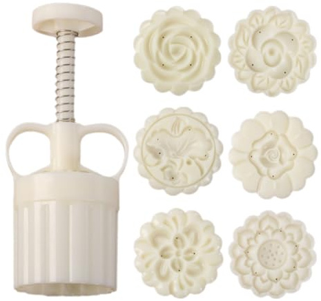 75 g Piece Mooncake Mould Set as a Moon Cake Mould for Making Moon Cake Yourself and Mamoul Shaper with Flower Mooncake Mould (B)