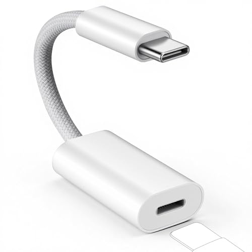 Ligh-ning to USB C Adapter, Type C to Ligh-ning Headphone Audio Adapter, Ligh-ning Female to USB C Male Compatible with i-Phone 16/15 Series i-Pad Pro/Air, With PD 45W Fast Charging & Data Transfer