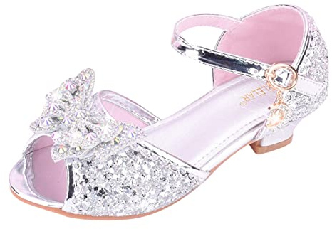 Scarpe per bambini con sandali lucidi scarpe da principessa fiocco tacchi alti spettacolo scarpe da principessa pantofole da letto per ragazze
