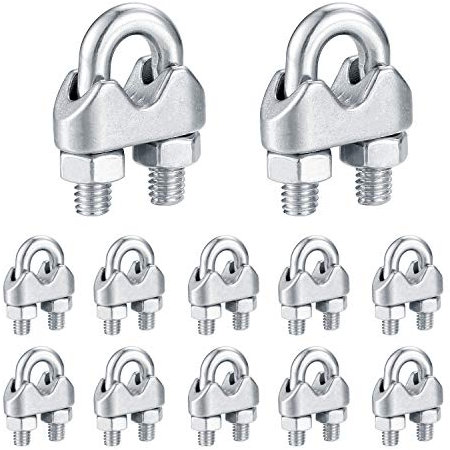 Morsetti per Cavo Acciaio, Morsetti Serracavo in Acciaio Inox, Clip per Cavi, Funi Metalliche, Cavo, Tenda, Palestra, Stendibiancheria - 12 Pz/M6