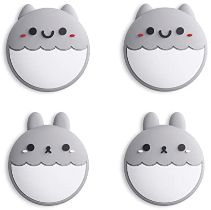 eXtremeRate Joystick Kappen für Nintendo Switch&Lite,Stick Aufsätze Zubehör Silikon Analog Controller Joystick Kappenabdeckung Cover Joycon Stick Kappe für Switch & Lite(Kaninchen & Eichhörnchen-Grau)