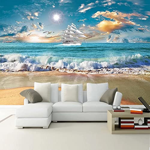 Yimesoy Carta Da Parati Personalizzata Carta Da Parati Moderna Con Paesaggio Marino Fotomurali Soggiorno Tv Divano Decorazioni Per La Casa 400Cm(W)×280Cm(H)