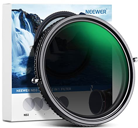 NEEWER 2 en 1 37mm Variable ND Filtro ND2–ND32 &CPL Filtro(Polarizador Circular) Sin X Cruz/ 30 Recubrimiento Nano Capas/Cristal Óptico HD/Marco Aleación Aluminio/Repelente al Agua/Resistente Arañazos