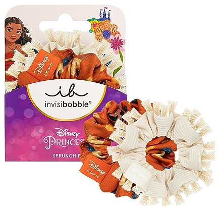 invisibobble KIDS Scrunchie Disney Moana – Beige & Orange 2er Set – Haarschmuck Mädchen, Haargummis Mädchen, Hochwertiges Scrunchies Set für Kinder