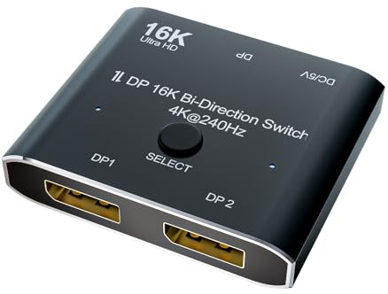 CABLEDECONN DisplayPort 2.1 8K 10K 16K DP Switch Bi-Direction 8K@120Hz 4K@240Hz Splitter Video Converter for Multiple Source and displays