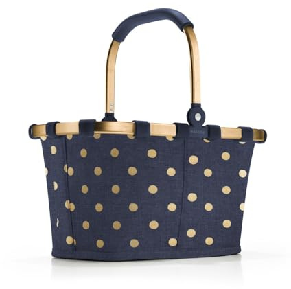 reisenthel carrybag XS – stabil shoppingkorg, XS-format med praktisk innerficka – elegant och vattenavvisande design, Ram metalliska prickar blå, En Storlek