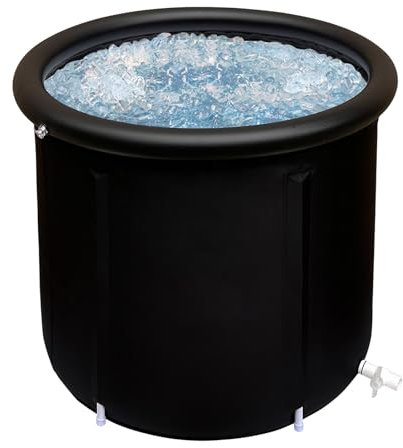 Isbadtunna, 119 gallon kapacitet fristående badkar, PVC bärbart isbadkar, för återhämtning och kallvattensterapi, för utomhus- eller inomhusbruk, svart