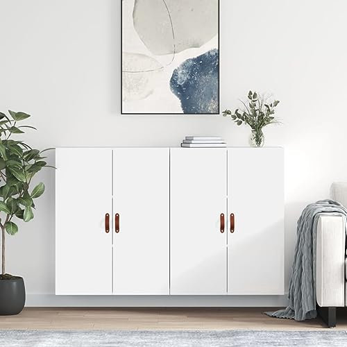 XGWKCNV Schränke & Aufbewahrungsschränke zur Wandmontage, 2 Stück, Hochglanz-Weiß, 69,5 x 34 x 90 cm, Buffets & Sideboards