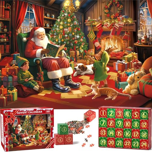 Christmas Jigsaw Puzzles for Adults 1000 Piece Santa Claus Puzzles for Adults Educational Challenge Christmas Puzzles, 27.56 x 19.69 Inch