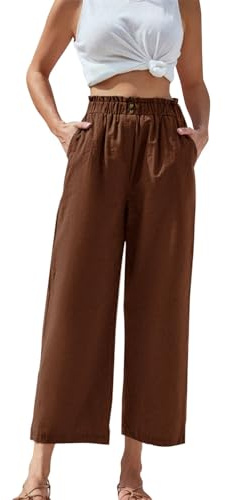 Jean Femme Grande Taille 54/56 Pantalon Taille Haute élastique pour Femmes, en Coton, à Neuf Points, décontracté Pantalon Yoga Femme (Brown, XXL)