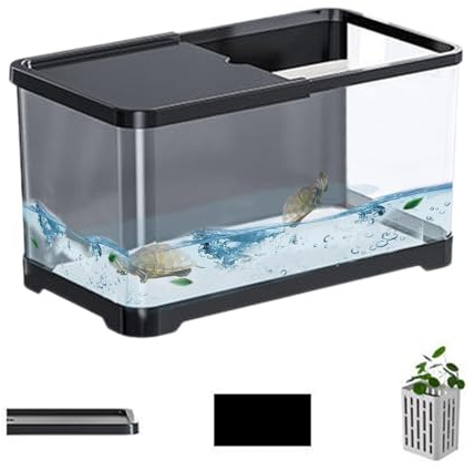 Kit de Démarrage Aquarium d'eau Salée | Réservoir Créatif avec Panier pour Poissons Rouges, Guppy et Crevettes