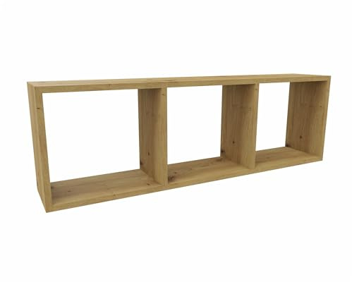 MARAND Moderne Wandregal - 3 Zonen - Regal Kinderzimmer Aufbewahrung - Wohnzimmer Regal - Schmal - Bücherregal Schmal - Holzwerstoff - Artisan Eiche