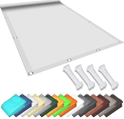 Waterproof Garden Sun Shade Sail 2.7 x 2.8 m Weather Resistant Durable Perfect Waterproof Awning Outdoor with 4 Pcs 1.5M Ropes for Balcony Carports Kennel, White