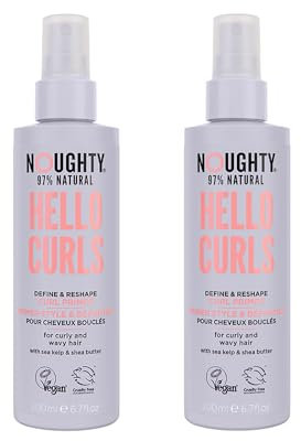 Noughty 97% Natural Hello Curl Define and Re-Shape Primer Bundle, Vitamin Rich Formula for Curly and Wavy Styles with Sea Kelp and Shea Butter Sulphate Free Vegan Hair Care Set, Multi-Pack 2 x 200ml
