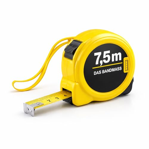 Måttband 7,5 meter med hållare – robust måttband & bandmått för exakt mätning med lås – rullbandmätare & måttband med upprullningssystem (7,5m)