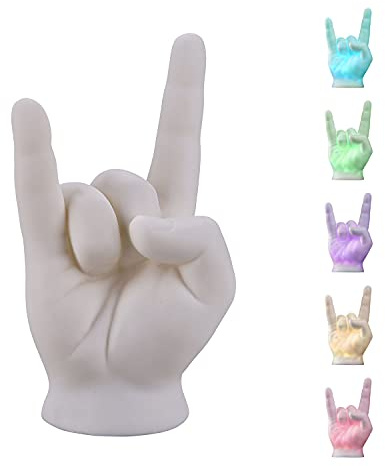 VERDOBA Deko LED Rock-Faust Akku Lampe - Metal Hand Zimmer Dekoration mit 5 wechselnden RGB Farben - ca. 10 x 17 x 7 cm (B x H x T) Dekoration Wohnzimmer Batteriebetrieben