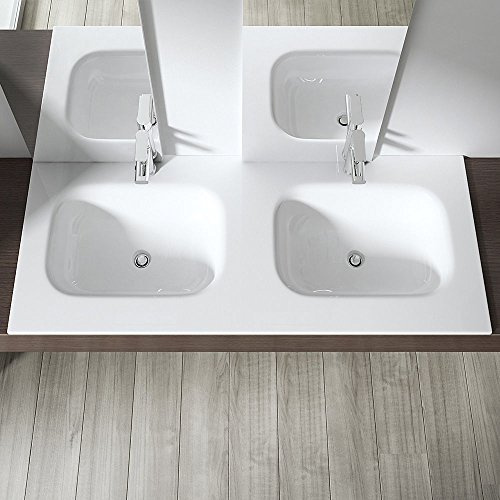 Durovin Bathrooms Luxurious Large Stone Resin Dual Bathroom Basin - Self Rimming Drop in Double Sink - Semi Recessed - Ultra Thin Rim - 1200 x 480mm (WXD)