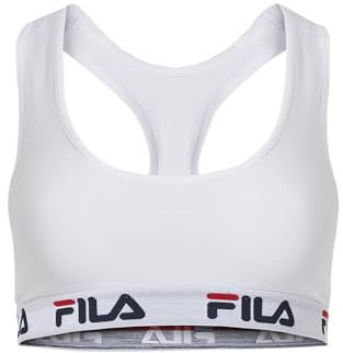 FILA Reggiseno Donna Cotone, Reggiseno Sportivo, Senza Ferretto, Bianco, Taglie L