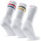 DANISH ENDURANCE Performance Crew Socken, Mehrfarbig Retro (1 x Roter/blauer Streifen, 1 x Weiß, 1 x Grüner/gelber Streifen - 3 Paare, Gr.- EU 35-38