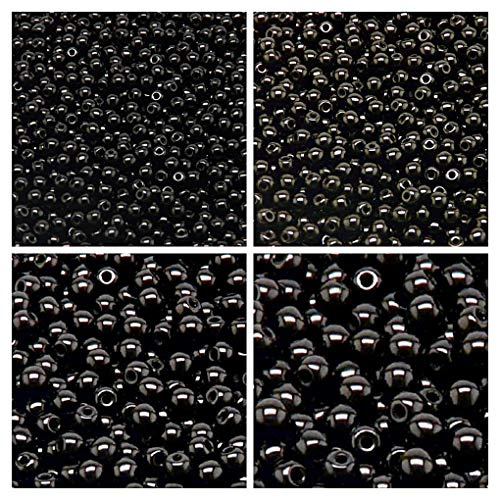 275 Perlen Runde 3 mm, 4 mm, 6 mm, 8 mm, Jet Black