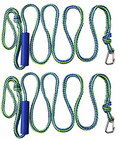 Shaddock Fishing PWC Boat Docking Lines,2 Pack Tow Rope with Clip and Loop Heavy Duty Braided Line Marine Rope Tube Ideal for Jet Ski Watercraft Boat Kayaking Available in 4 Sizes