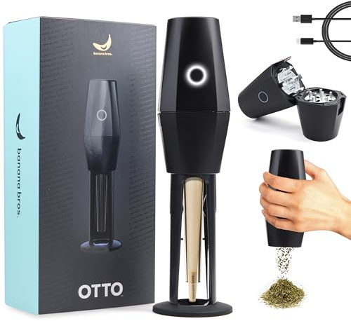 Banana Bros OTTO Electric Smart Spice Grinder - Automatic Herb Grinder with Smart Technology - Rechargeable via USB - Portable Milling for Dry Herbs and Spices - Black - No Carrying Case