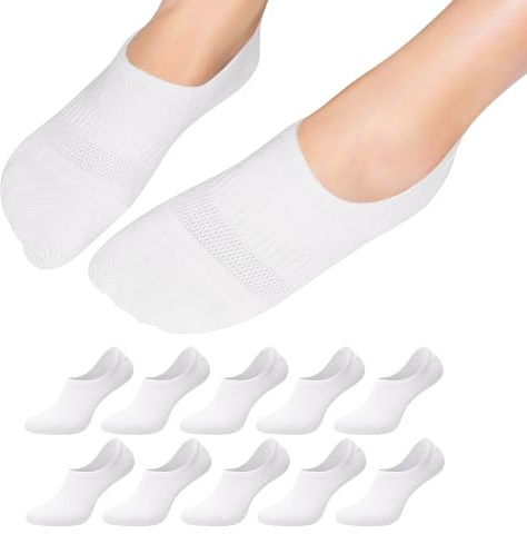 Falechay Socquettes Femme Chaussettes Basses Homme Invisible de Sport en Coton Respirantes Blanc 39-42