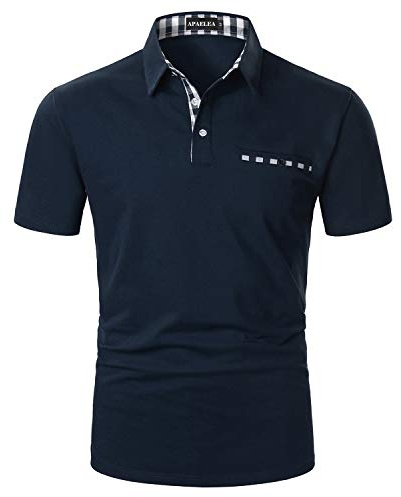 APAELEA Polo Uomo Manica Corta Estivo T-Shirt da Golf a Contrasto Maglietta da Rugby,Blu,3XL
