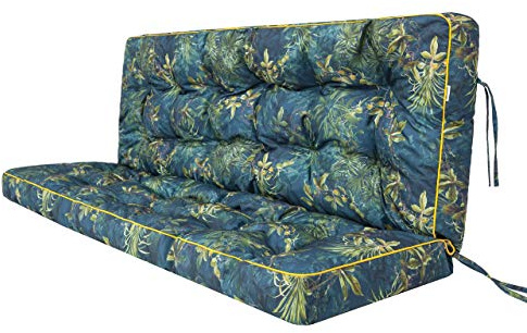 HOBBYGARDEN Bankkissen & Sitzkissen Outdoor für Gartenbank, Palettenkissen und Hollywoodschaukel – Auflage 100x49 cm Sitzfläche / 100x56 cm Rückenlehne, Grüne Wiese
