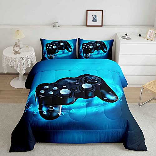 Loussiesd Edredón Gaming para Chicos Niños Decoración Sala de Juegos Videojuegos Edredón Gamer Adolescentes Dormitorio Gamepad Juego de Ropa de Cama Todas las Estaciones Ligero Cálido Suave Tamaño