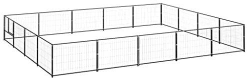 vidaXL Hundezwinger Schwarz 20m² Stahl Hundehaus Hundehütte Hundekäfig Käfig