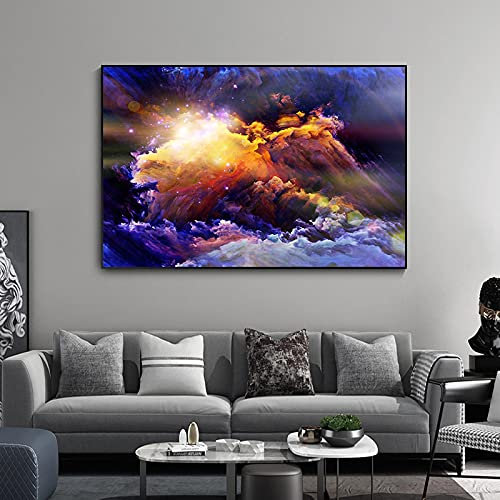Zhadongli Art Großformatiger Kunstdruck auf Leinwand, Wolke, abstrakte Farbe, Poster und Drucke, lila Wandmalerei für Wohnzimmer, Wandbild, 70 x 100 cm, rahmenlos