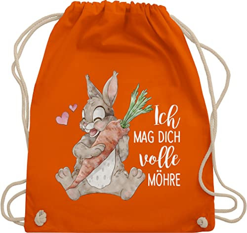 Shirtracer Turnbeutel Rucksack - Sprüche Statement Spruch - Ich mag dich volle Möhre mit Hase weiß - Unisize - Orange - beutel+rucksack+mit+sprüchen sprueche liebe beutel sprüchen spruechen hasen