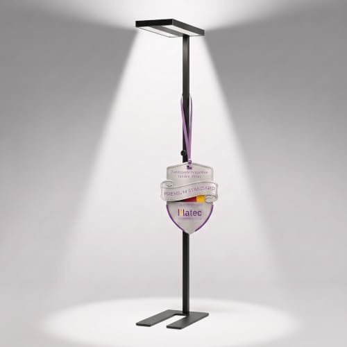 LiLaTec LED Büroleuchte Stehleuchte Arbeitsplatzleuchte für das Arbeitszimmer Bürolampe aus Alu, dimmbar, 4.000K Neutralweiß, 8.000lm, 60W, UGR< 19 blendfrei, Up & Down (schwarz)