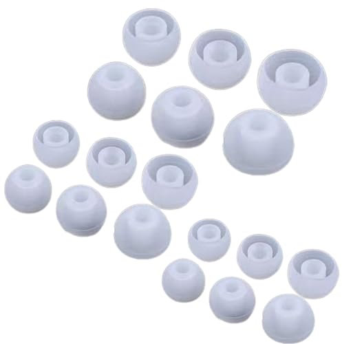 JCKD 9 Paires de têtes de Remplacement Intra - Auriculaires en Silicone Transparentes Grandes, Moyennes et Petites (Trou Interne de 3,8 à 6 mm Disponible) pour la Plupart des écouteurs Bluetooth