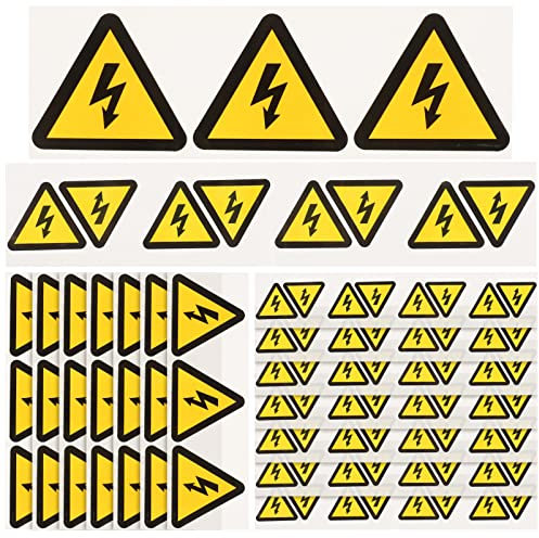 NUOBESTY Selbstklebende Hochspannung Warnaufkleber 30 Stück Gelb Dreieckig Blitzsymbol Elektro Warnschild Aufkleber Für Elektrokästen Innen Außen Sicherheitskennzeichnung