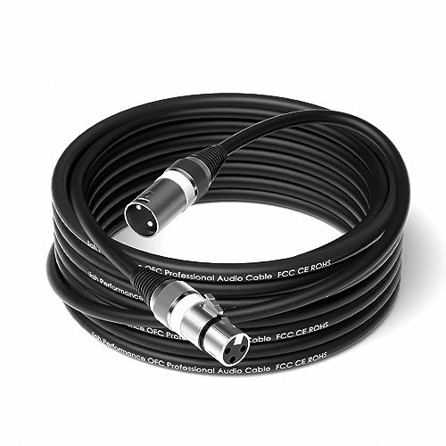 Wrugste XLR Kabel Premium Symmetrisches XLR Mikrofonkabel,10M 1Stück 3-Pin Stecker auf Buchse DMX Mikrofonkabel für Studioaufnahmen und Live-Produktion
