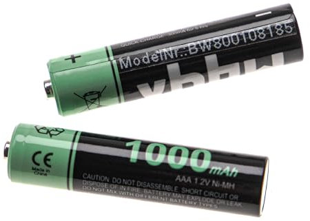 vhbw batterie AAA, 2 pzz. compatibile con Siemens Gigaset E290, E290HX, CX610 ISDN, E310 - batterie ricaricabili, 1000 mAh, 1,2 V, NiMH