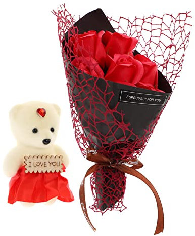 Ciieeo 2juegos Ramo De Flores De Jabón Rosa Artificial Fragancia para San Valentín Aniversarios y Bodas Rosas Caja Decorativa